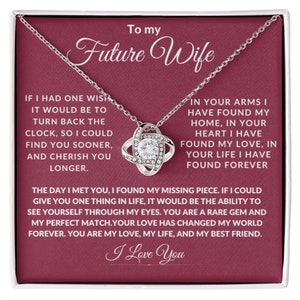 Para minha futura esposa amor nó colar de cartão de mensagem personalizado - vermelho