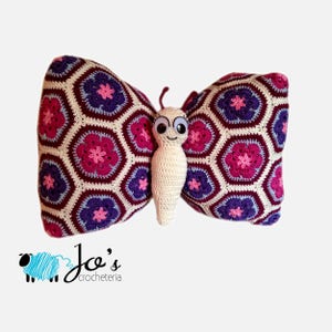 Crochet Pattern - Tess the African Flower Butterfly Pillow