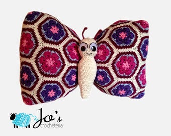 Crochet Pattern - Tess the African Flower Butterfly Pillow