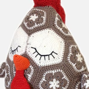 Crochet Pattern Frank the African Flower Chicken Pillow image 4