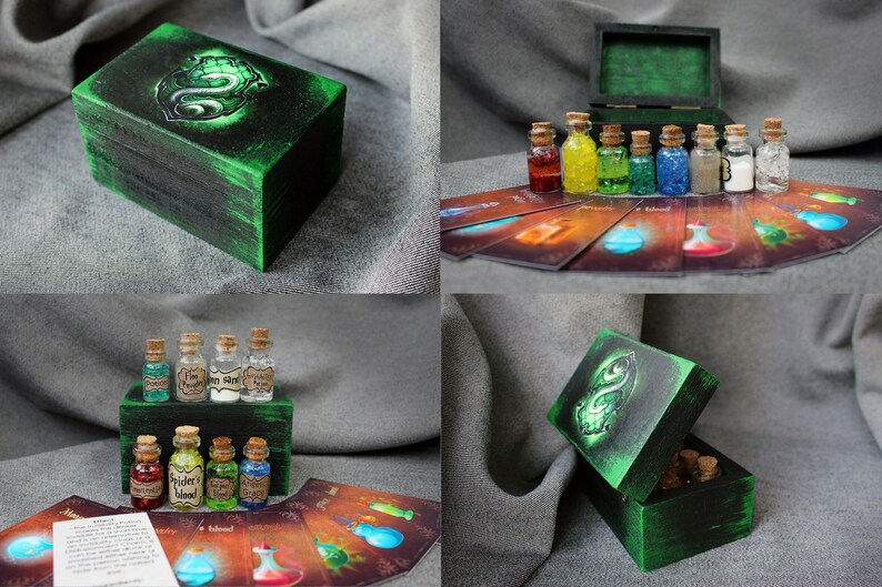 Magic Potion Bottles Potions Chest Miniature Set Wizard Box Etsy