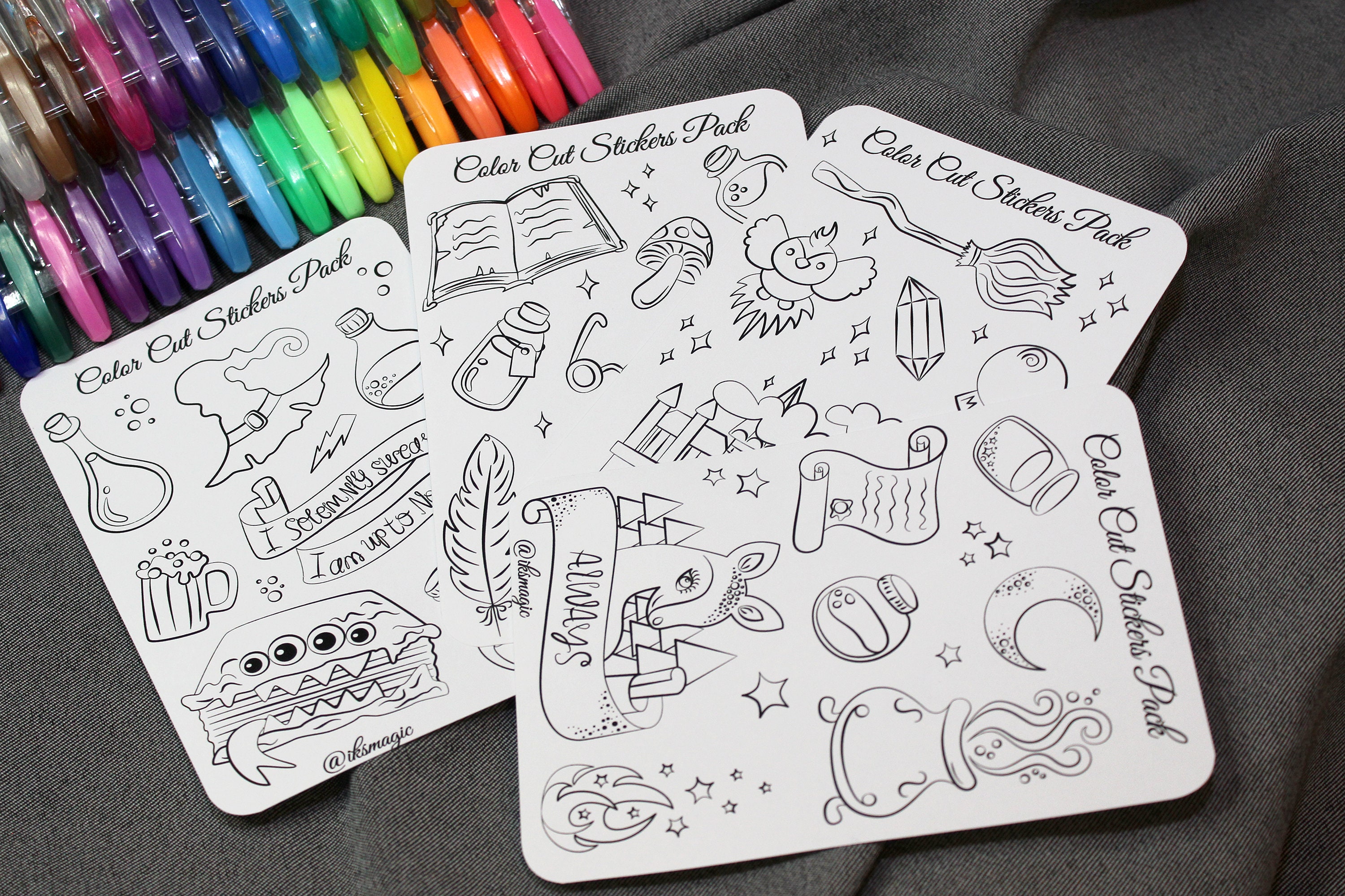 Color your own stickers coloring stickers pack of 4 sheet etsy