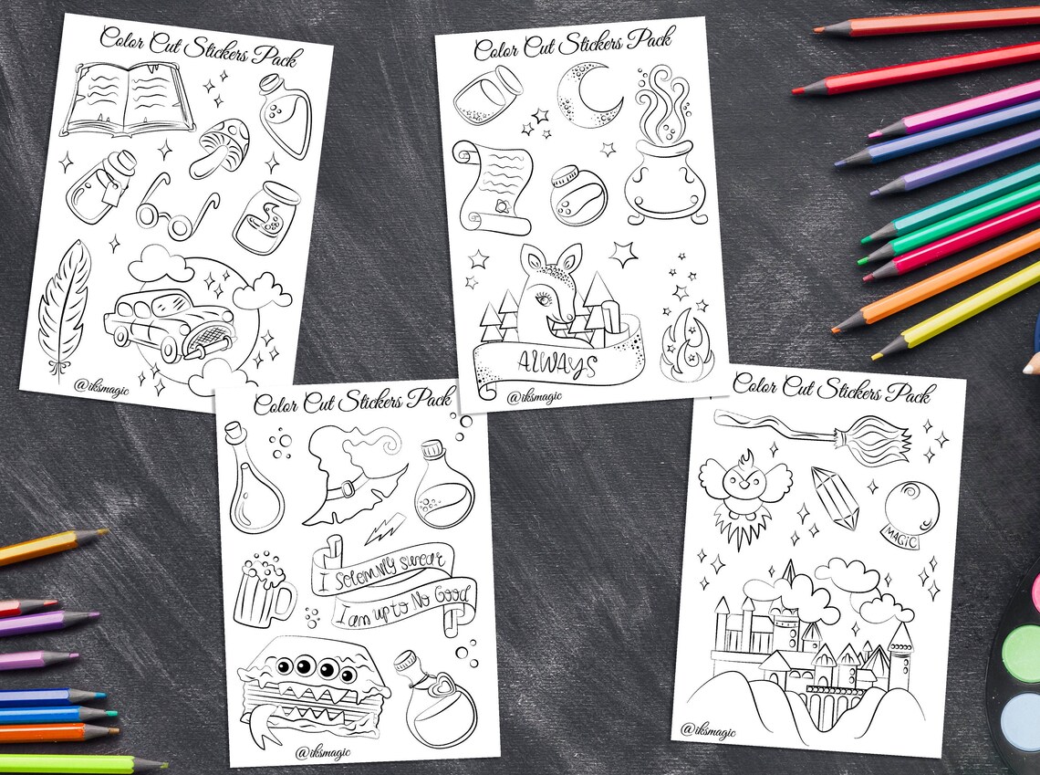 color your own stickers coloring stickers pack of 4 sheet