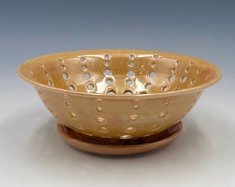 Amber Colored Berry Bowl and Saucer