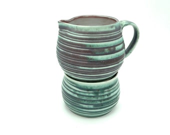 Earthy multi colored porcelain stackable cream and sugar set