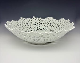 Frutero de porcelana con encaje