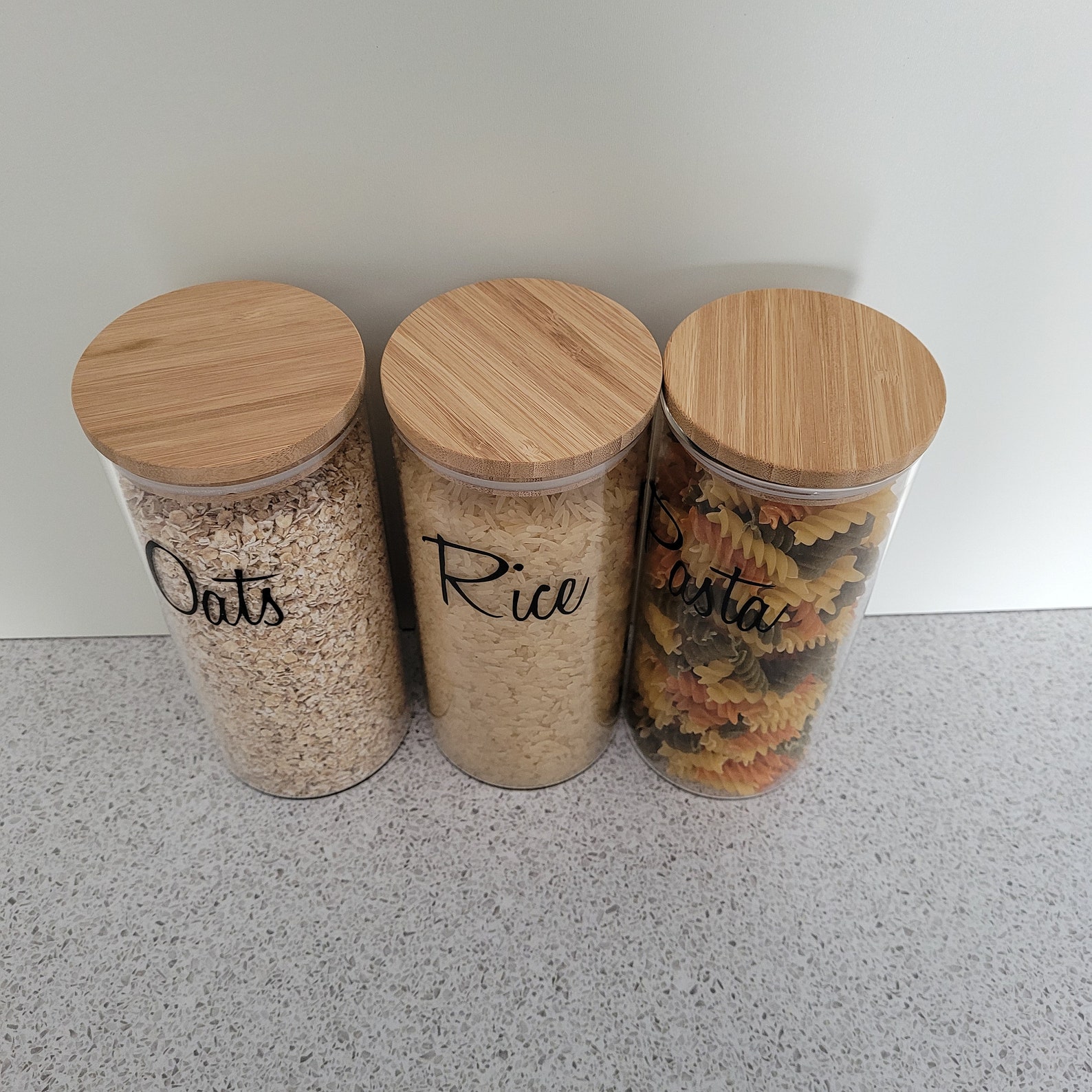 Laballed Storage Bamboo Storage Jars Food Storage Airtight Etsy UK