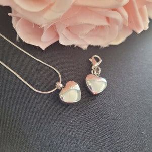 10mm silver heart urn on a snake chain