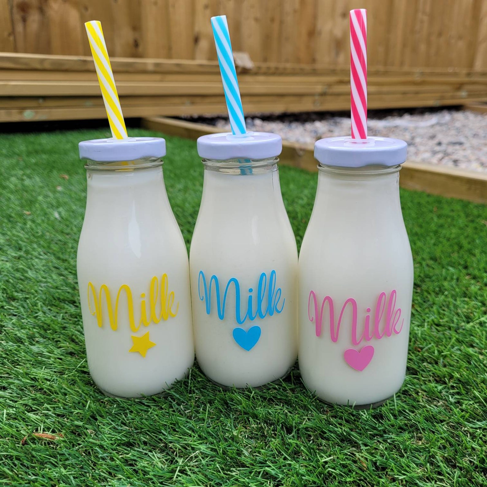 Glass Milk Bottle Glass Bottle With Straw Reusable Drink - Etsy