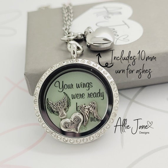 Custom Stainless Steel Unisex Angel Wing Memorial Keepsake Ashes Urn Pendant Nec