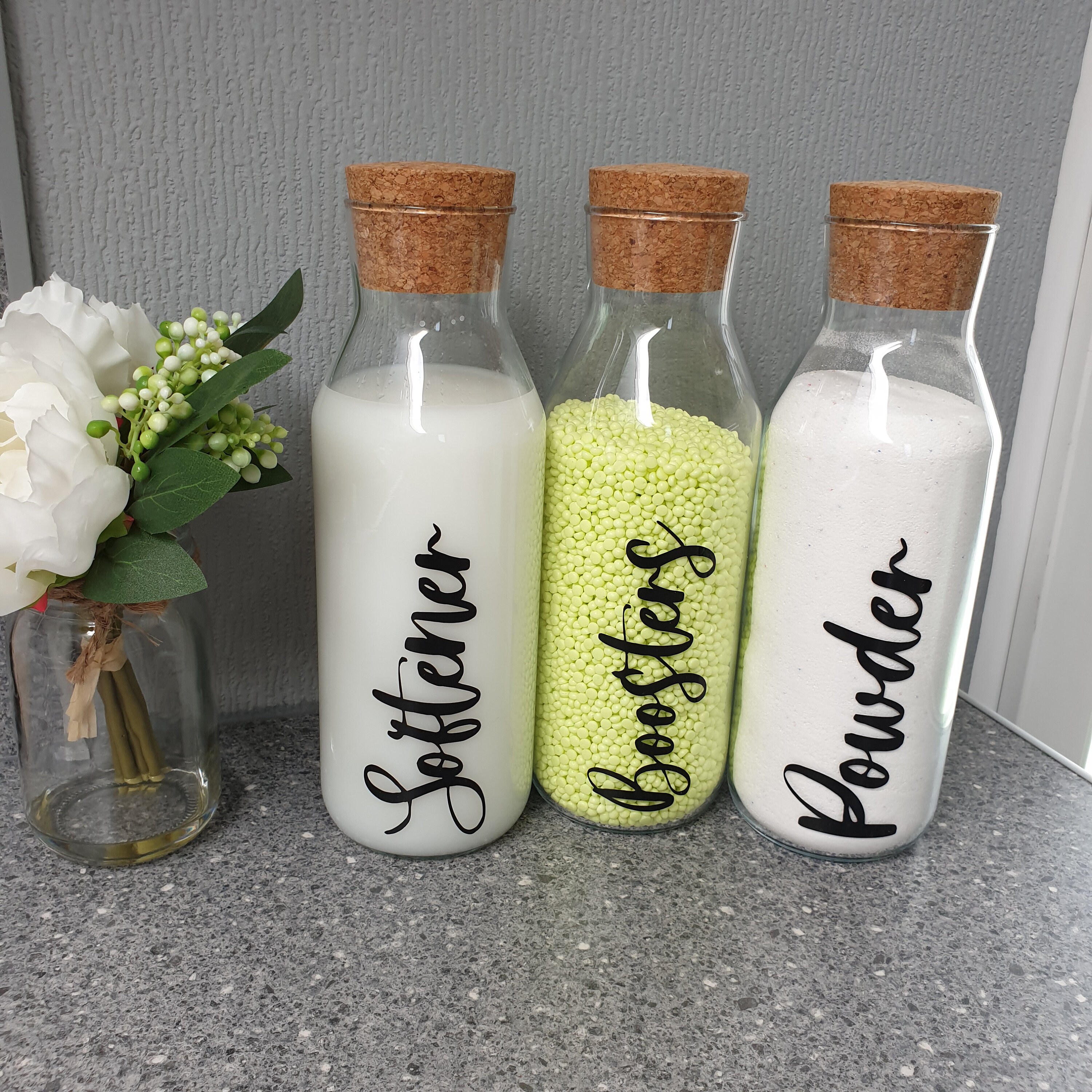 Glass Storage Bottle With Cork Lid Laundry Storage Jar Etsy UK