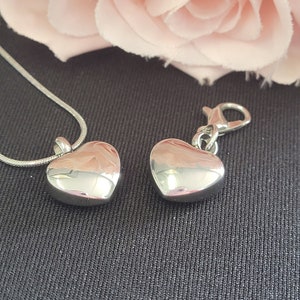 silver heart ashes cremation urn 10mm in size