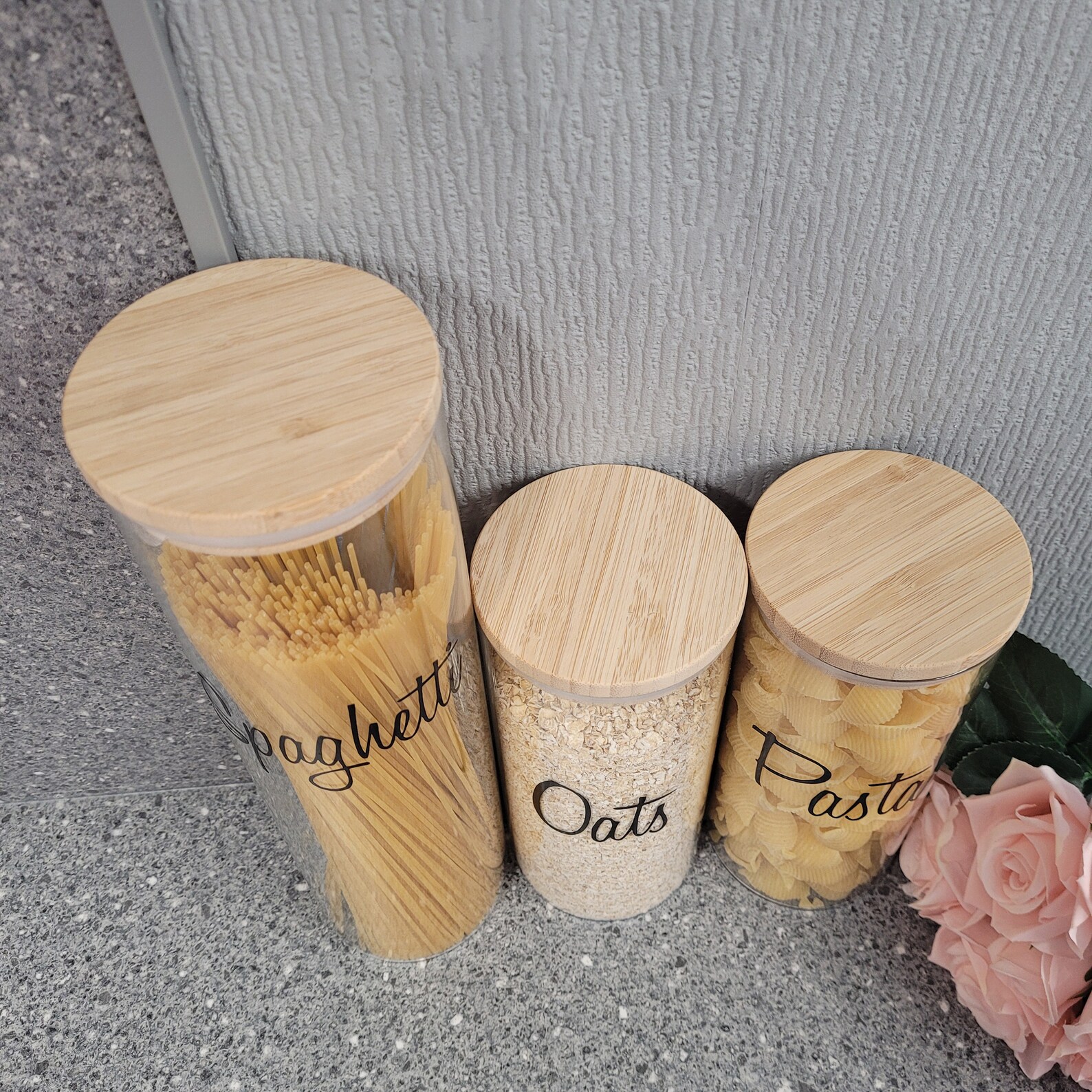 Laballed Storage Bamboo Storage Jars Food Storage Airtight Etsy UK