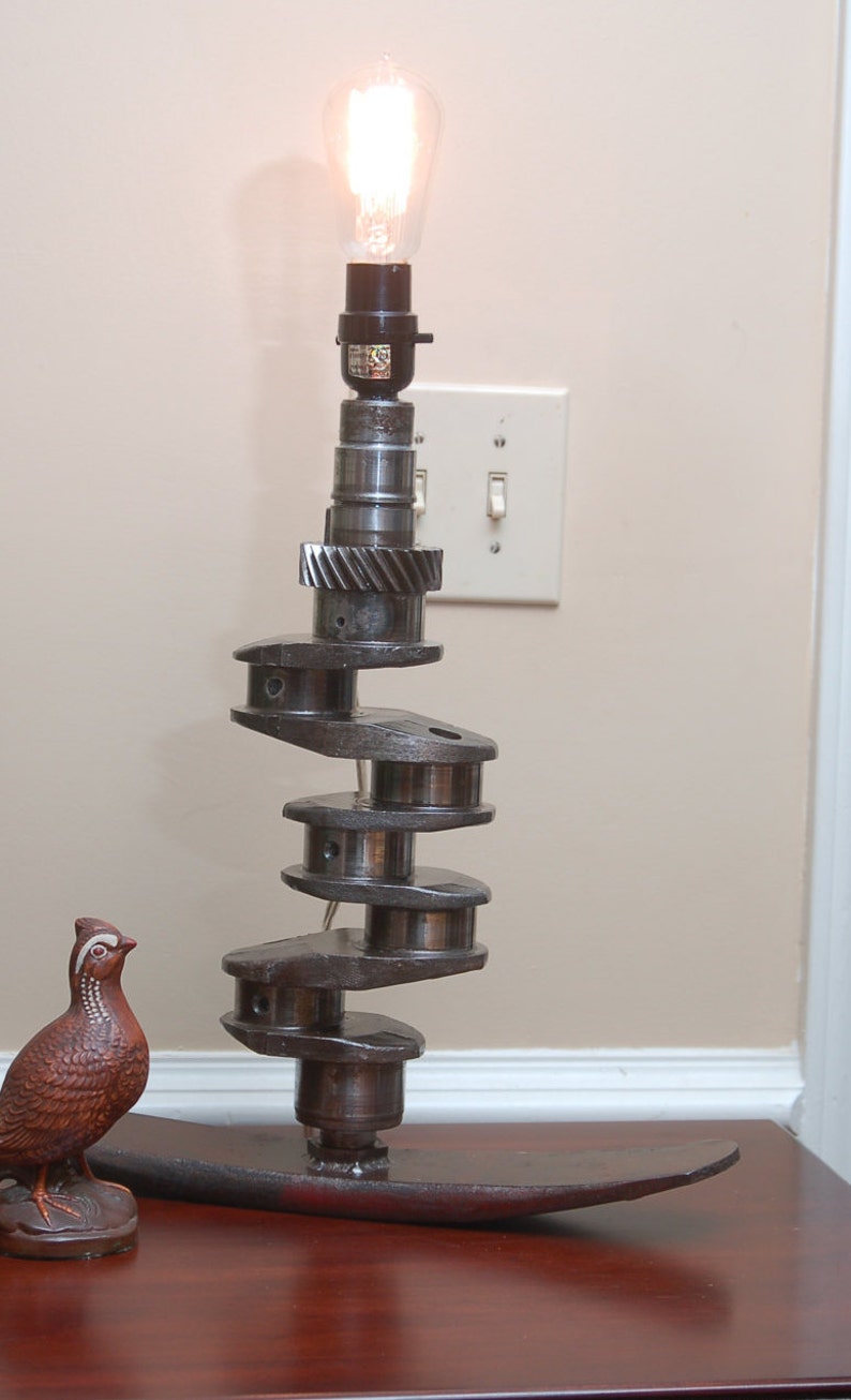 Crank shaft Edison lamp. Steampunk styled. Re purposed Etsy