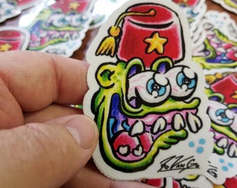 Fez Head Weirdo sticker decal hot rat rod  look drag race Bovango kustom kulture Lowbrow art 247