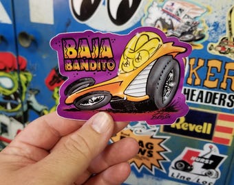 Baja bandeeto Weirdo Monster sticker decal hot rod rat vintage look car truck bike