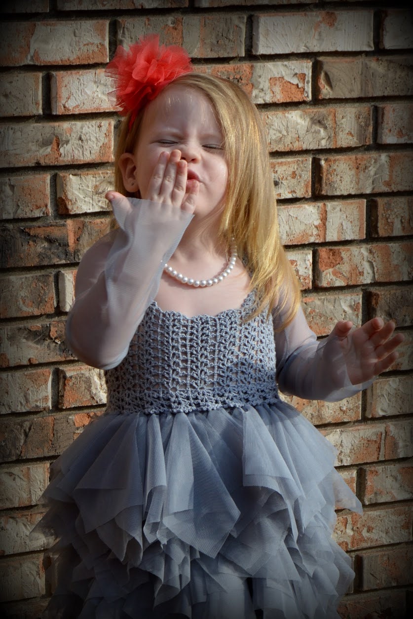 Ruffle Tulle Dress With Crochet Empire Waist. Frills Tulle | Etsy