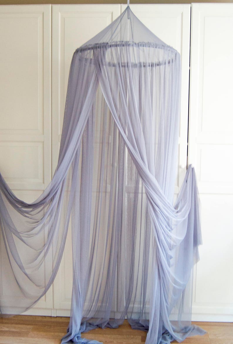 Gray Baldachin Tulle Canopy Crib Bed Mesh Canopy Nursery Etsy