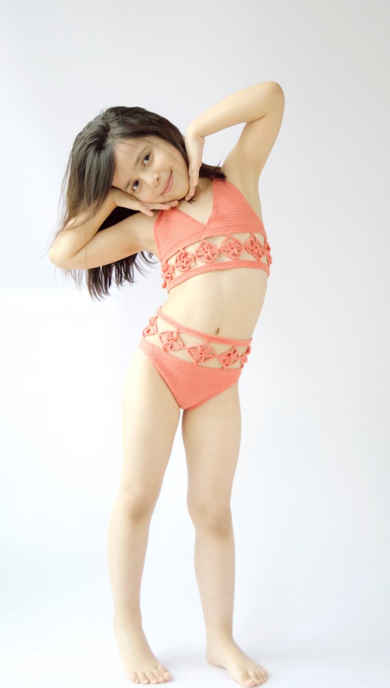 Crochet girl swimsuit. Girl crochet bikini Etsy