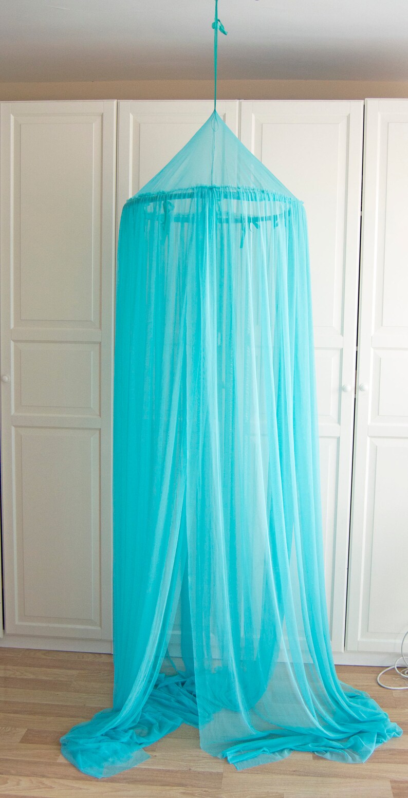 Turquoise Baldachin Tulle Canopy Crib Bed Mesh Canopy Etsy
