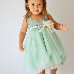 ELLA Mint & Cream Tulle Dress With Empire Waist Crochet Top - Etsy