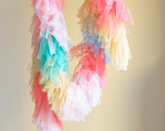 LAST UNICORN Tulle Fringe Garland for Party and Home Decorations,  Photography Backdrop. Tulle Fringe Boa