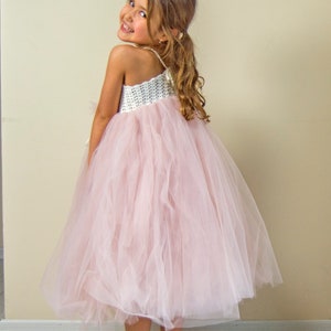 ANNA Ivory and Dusty Pink Ankle Length Tutu Gown. Flower Girl Tutu Dress. Birthday Tutu Dress. image 3