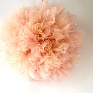 Blush Pink and Gold Tulle Pom Pom