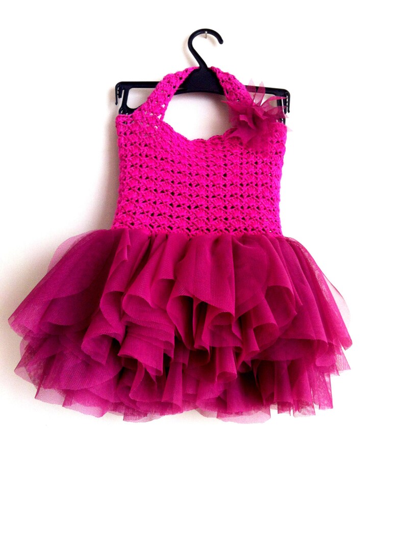 Hot Pink Tulle Dress with Lace Bodice. Dark Pink Tulle Dress. | Etsy
