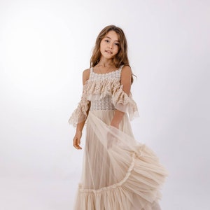 MIA Boho tulle and lace Maxi dress with stretch crochet top CUSTOM COLORS image 4