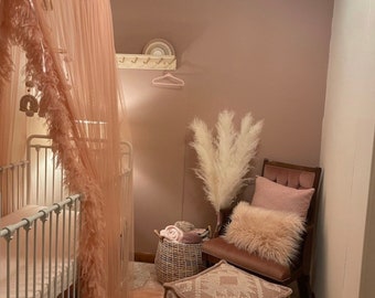 Boho CANOPY with fringe garlands edge | BALDACHIN with Lace Trim |  Play Canopy | Crib Canopy |  Nursery canopy| Bed canopy