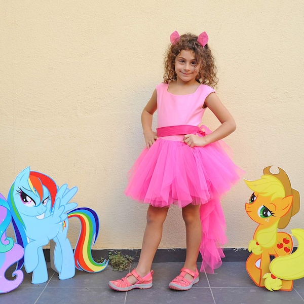 My Little Pony Pinkie Pie Inspired Tutu Dress. Halloween Pinkie Pie costume. My little Pony birthday party outfit