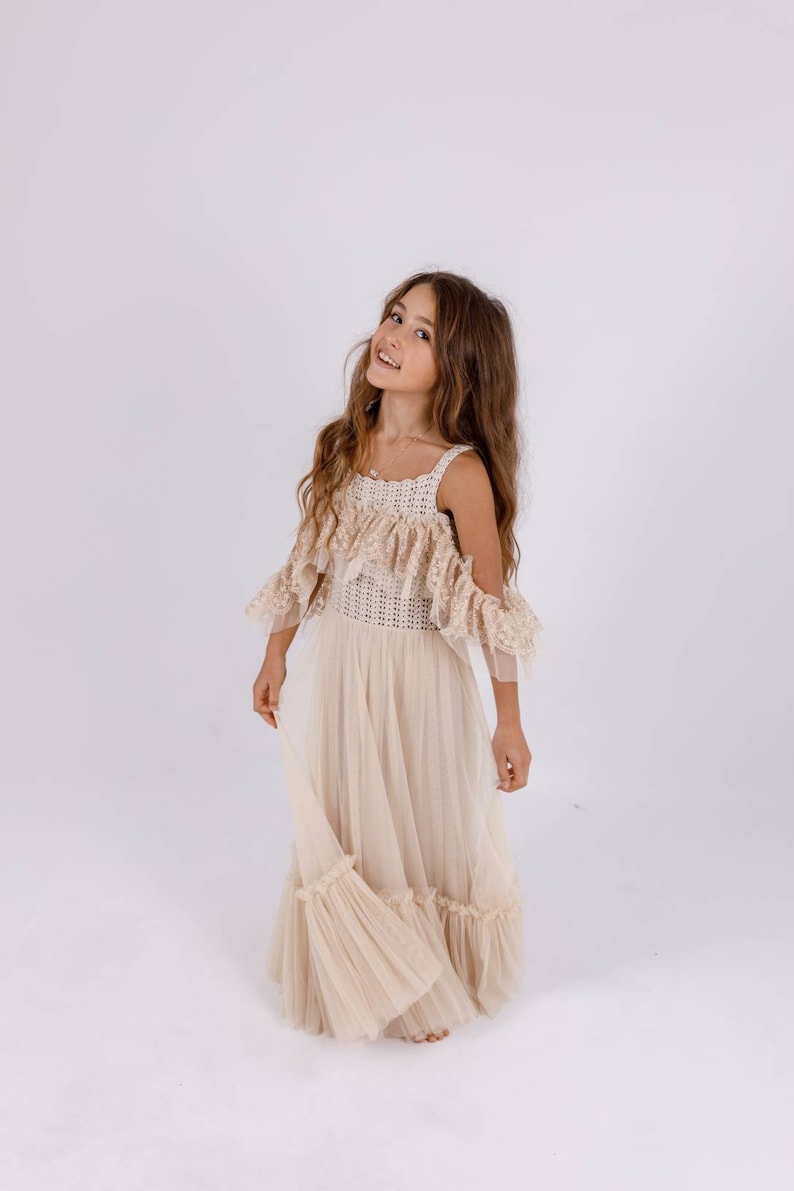 MIA Boho tulle and lace Maxi dress with stretch crochet top CUSTOM COLORS image 3