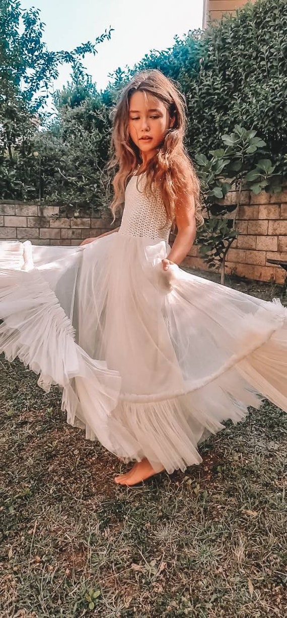 Cara Crochet Trim Tiered Dress White