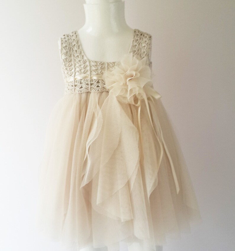 Cream Baby Tulle Dress With Empire Waist and Stretch Crochet Etsy