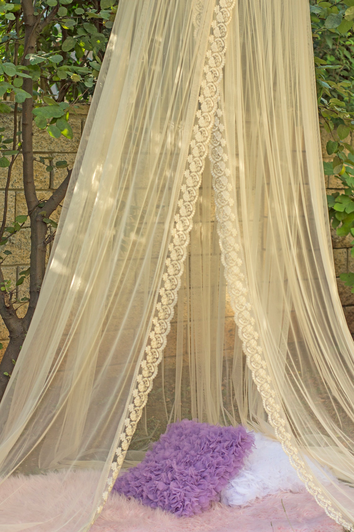 CANOPY BALDACHIN With Lace Trim Play Canopy Crib Canopy Etsy