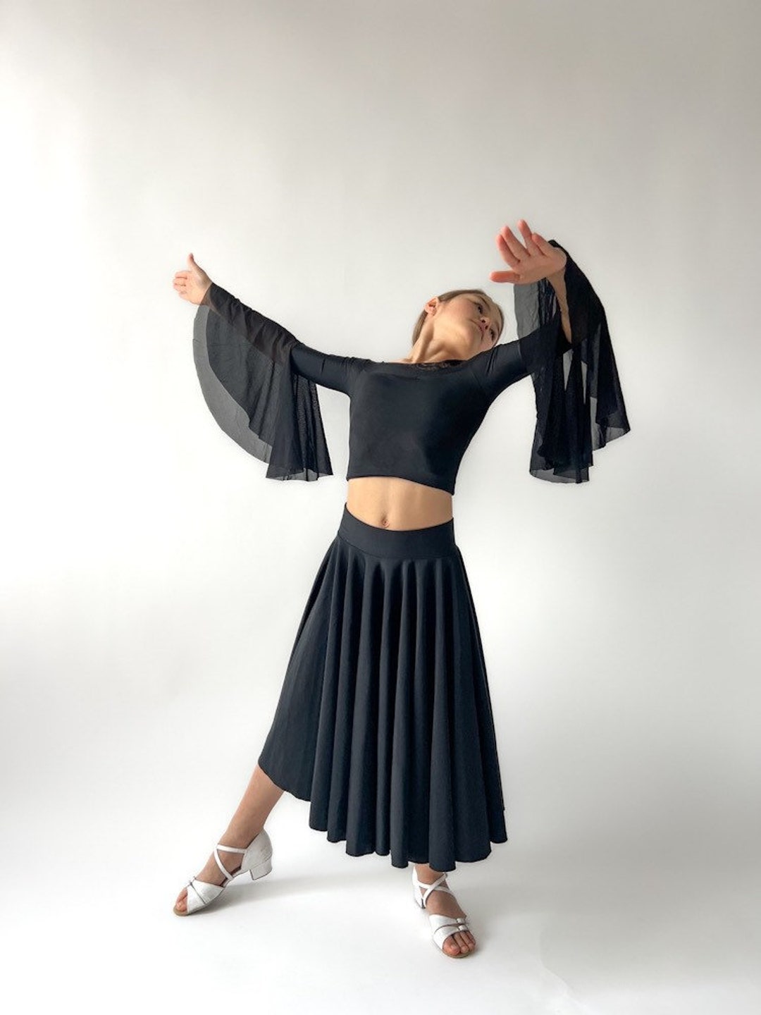 FLARES Girl Kids Dance TOP & Skirt With Attached Briefs. Waltz Tango