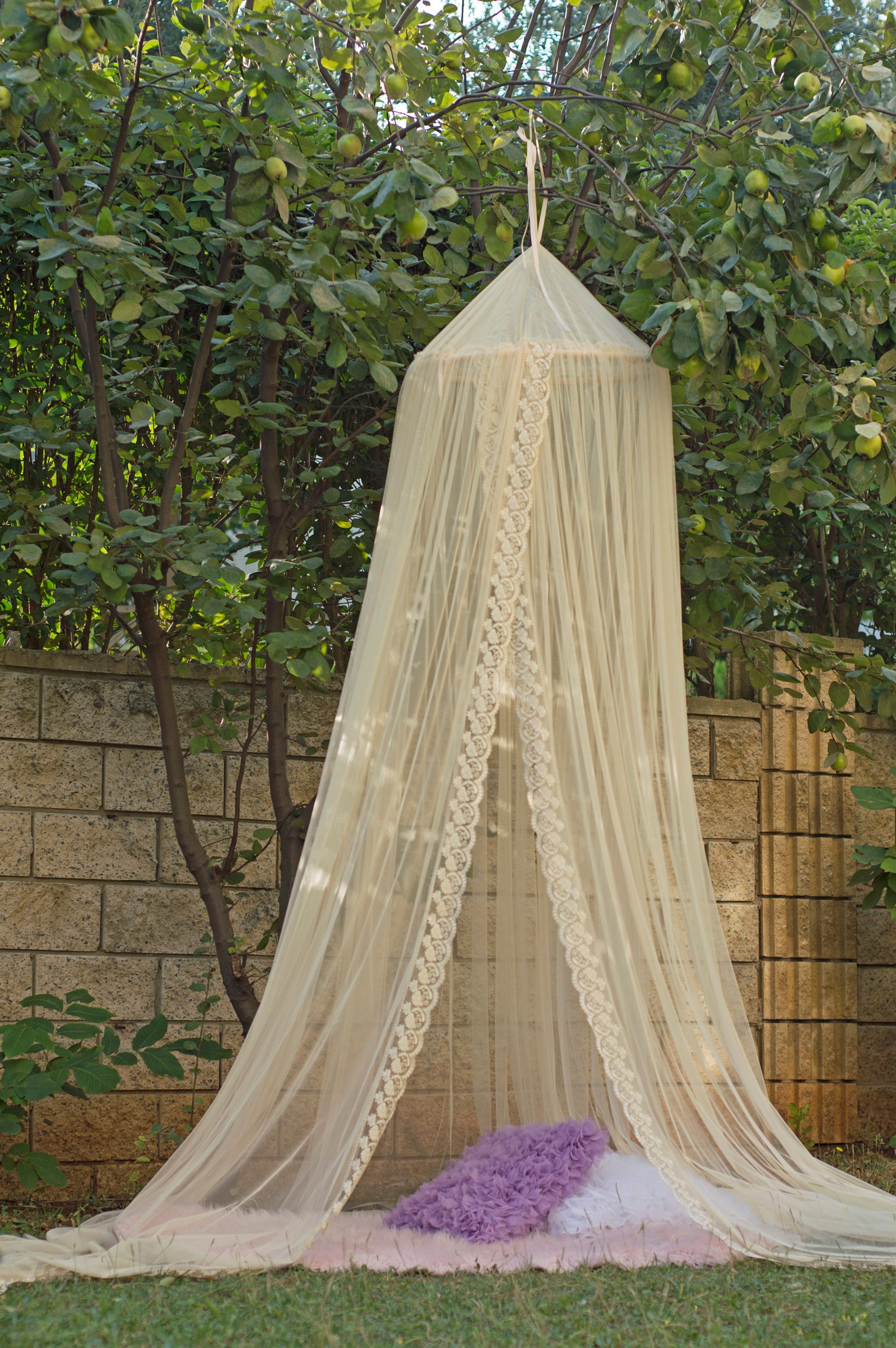 CANOPY BALDACHIN With Lace Trim Play Canopy Crib Canopy Etsy