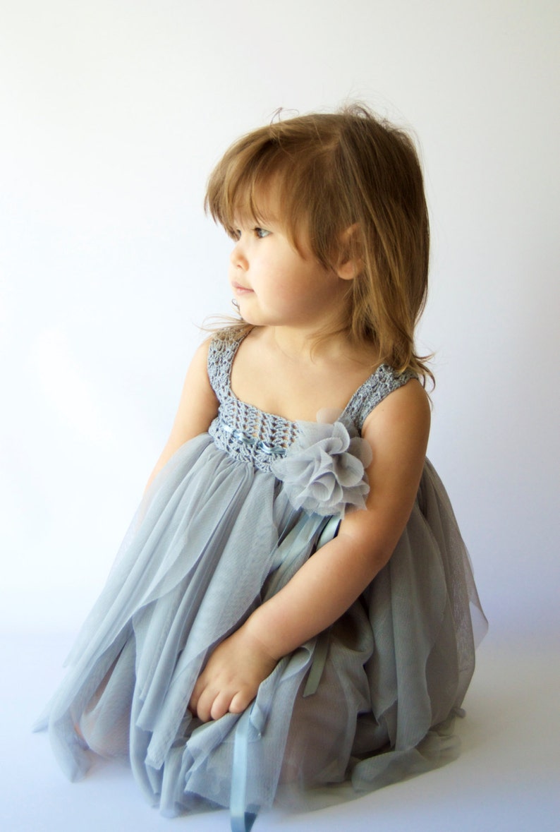 Grey Tulle Empire Dress