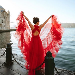 Tulle Converible Infinity Dress.  Bride, Bridesmaid, Photoshoot Tulle Dress. Any custom color and size
