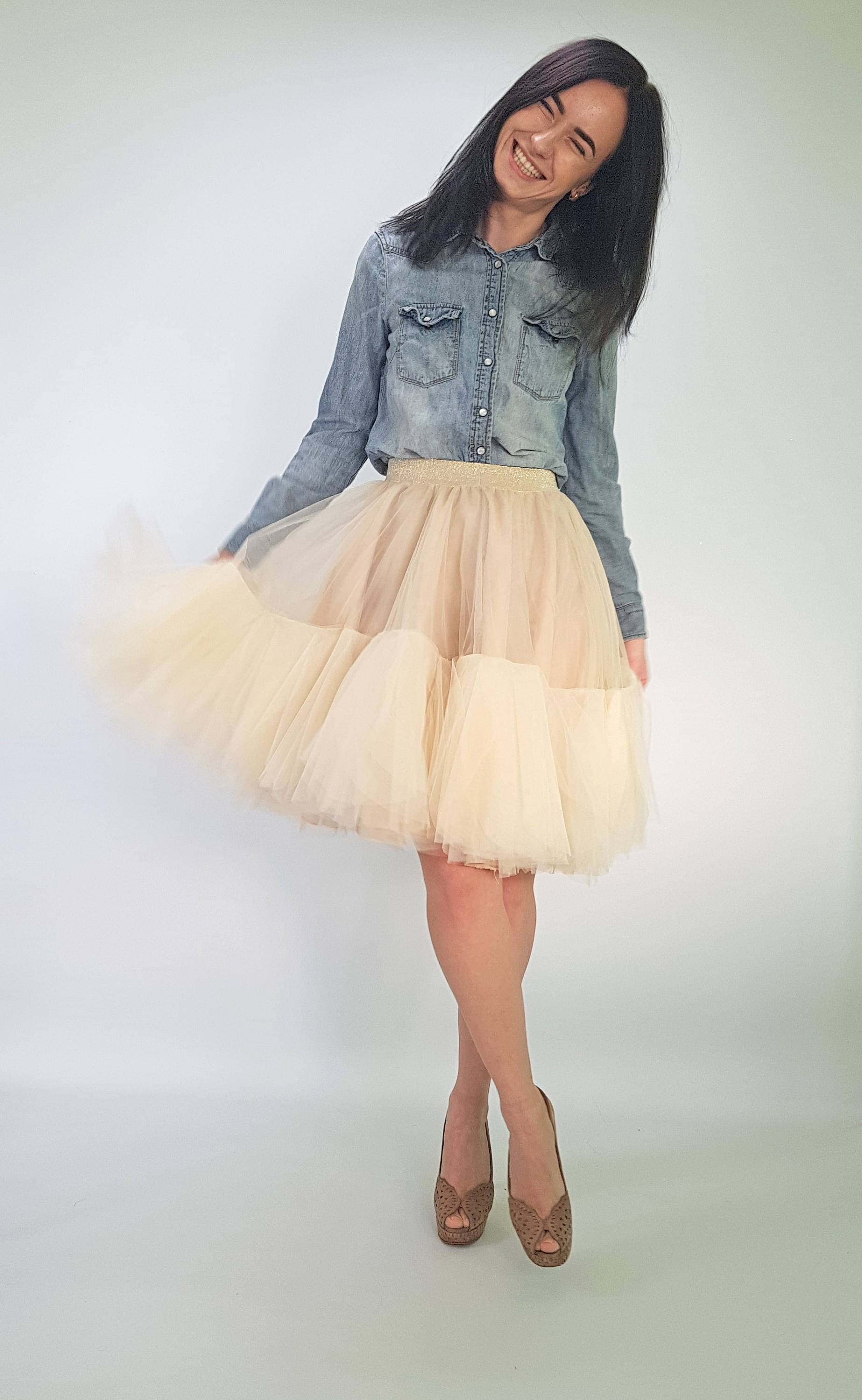 Adult Tulle Tutu Skirt with Wide Elastic Band. Mommy and me Etsy
