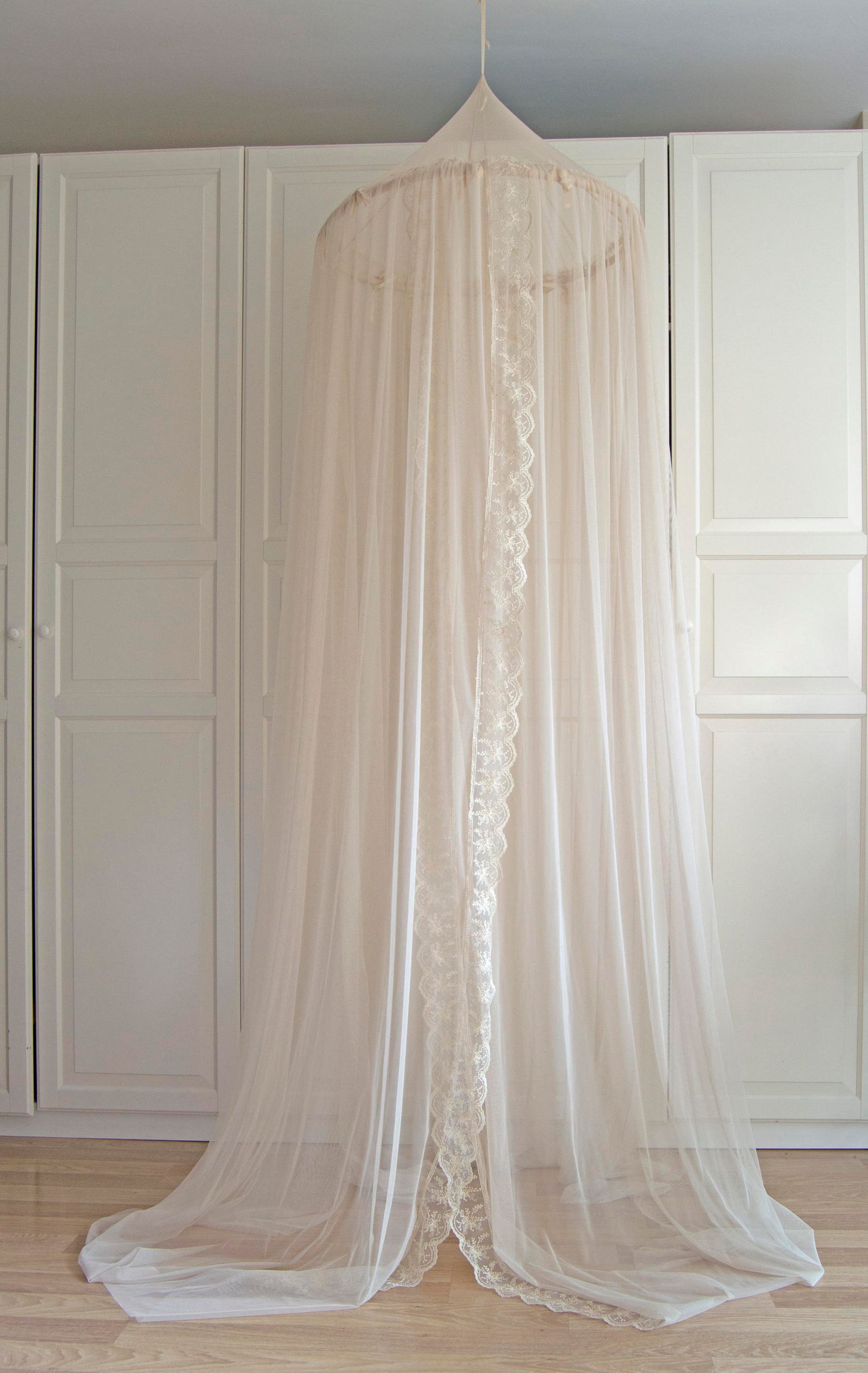 Beige Baldachin With Lace Trim Play Canopy Crib Canopy Kids Etsy