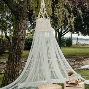 Boho CANOPY with macrame decor| BALDACHIN with macrame fringe|  Play Canopy | Crib Canopy |  Nursery canopy| Bed canopy