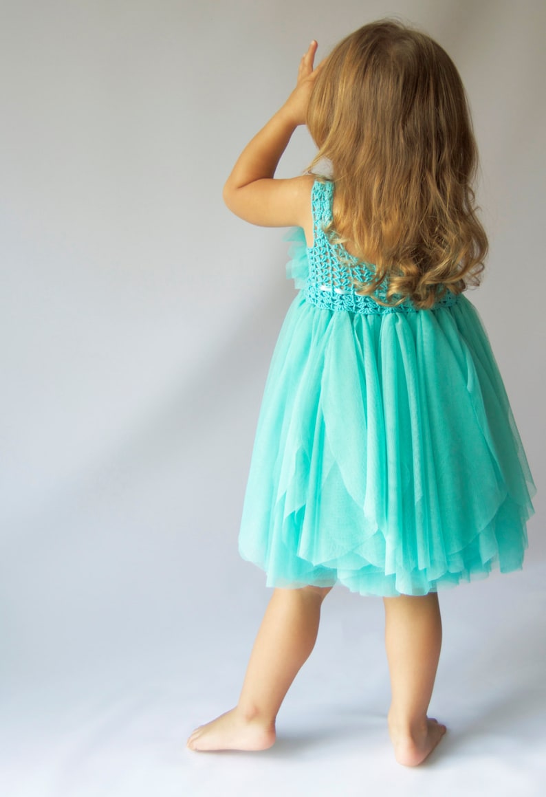 Teal Baby Tulle Dress with Empire Waist and Stretch Crochet Etsy