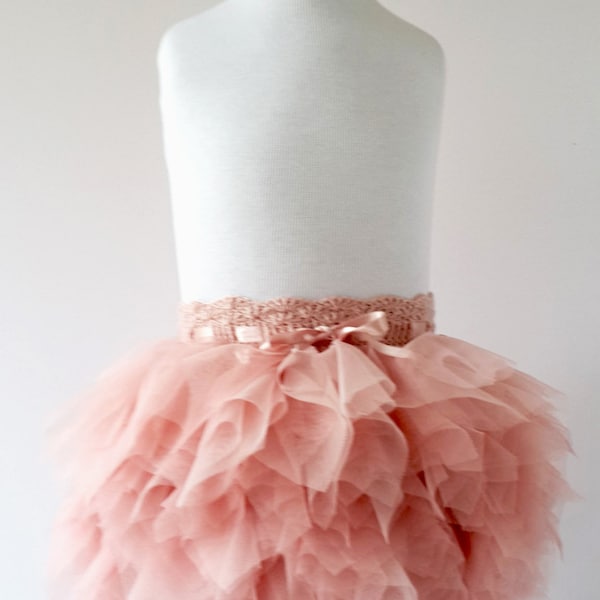 BEA Blush Pink Playful Tutu Skirt. Ruffle Tulle Skirt. Frilly tulle skirt with adjustable waistband