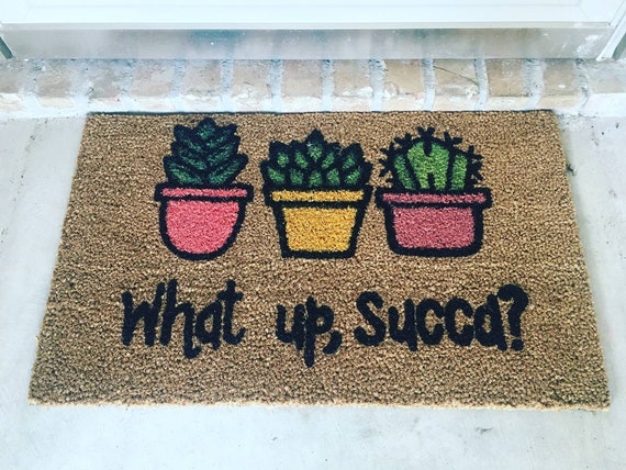 What up succa doormat succulent welcome mat cactus mat | Etsy