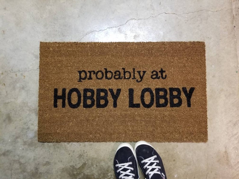 Probably at Hobby Lobby doormat mat Valentine's Etsy