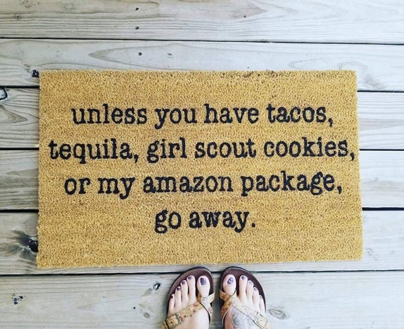 Funny doormat welcome mat tacos tequila girl scout  Etsy