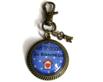 La maison du bonheur Keychain - Cute Keychain  - Home Keychain - Girl friend gift - Moving Gift - French keychain