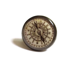 COMPASS RING - adjustable ring, statement ring, antique compass ring, antique brass ring,  ring, ancient compass ring, vintage compass